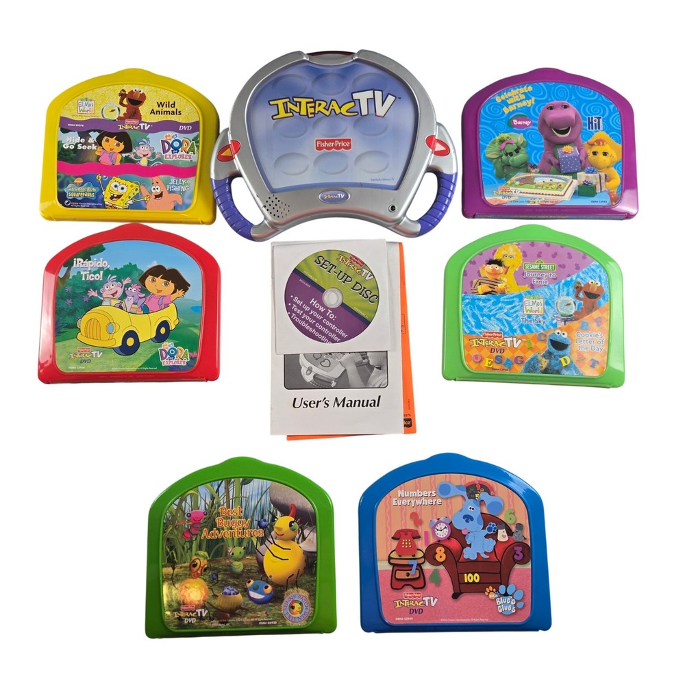 Fisher Price InteracTV Learning‎ System Bundle 6 Games Blue's Clues Dora Barney